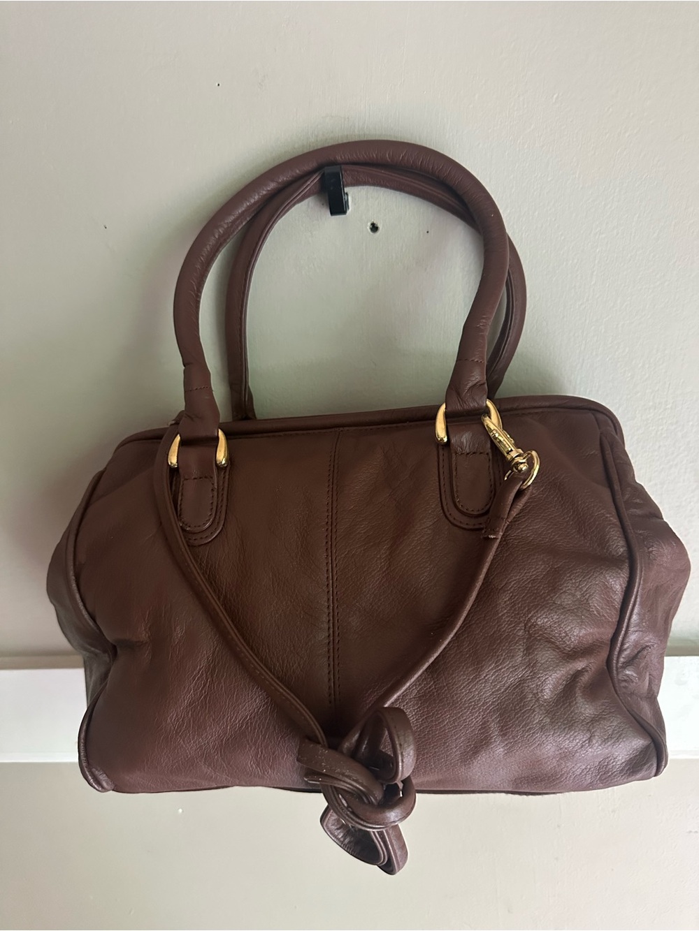 NWT Saddle River Classic Brown Leather Satchel Handbag